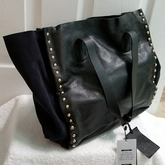 Zara Bags Zara Studded Leather Shopper Bag Poshmark